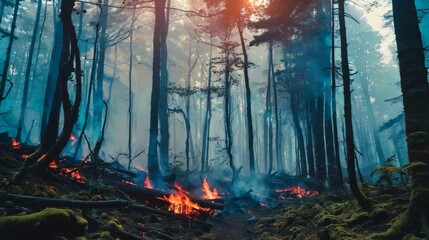Fototapeta premium Forest Engulfed by Fire