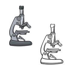 microscope isolated on white background. simple design outline style. vector illustrations