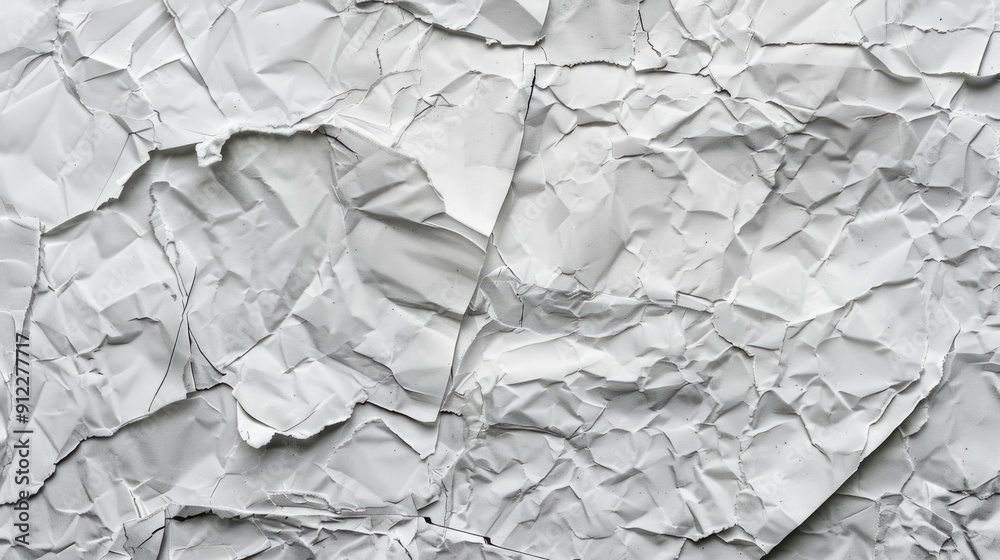 Poster a close-up shot of a piece of crumpled paper with intricate folds and creases
