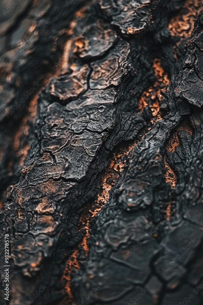 Poster A detailed look at the texture and pattern of a tree trunk, ideal for use in nature-inspired designs or as a decorative element