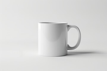 Fototapeta premium A White Mug with a Handle on a White Background