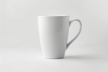 Fototapeta premium White Ceramic Mug with a Rounded Handle