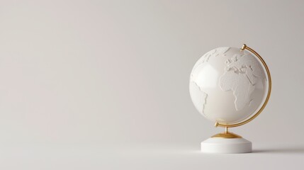 A modern and sleek white globe on a minimalistic white background, highlighting the concept of global communication and simplicity. Ideal for projects that require a clean and uncluttered design.