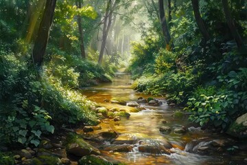 Obraz premium stream in the forest