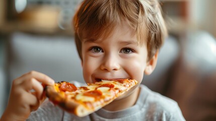 Enjoying a Tasty Pizza Slice with Pure Delight