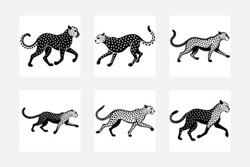 White background cheetah silhouette art collection
