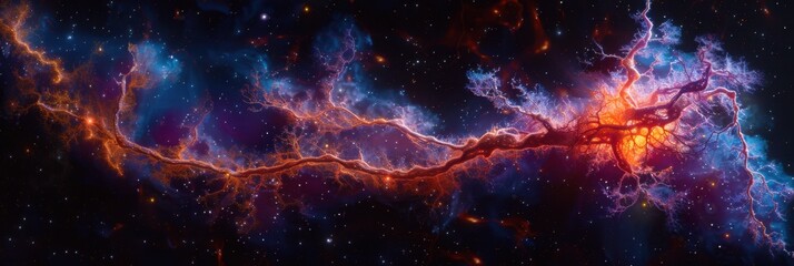 A mesmerizing nebula with vibrant colors and intricate patterns across the cosmos, showcasing the beauty of space and celestial formations.