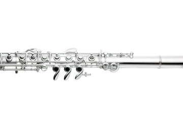 A Silver Flute Resting in a Moment of Silent Melody on a White or Clear Surface PNG Transparent Background.
