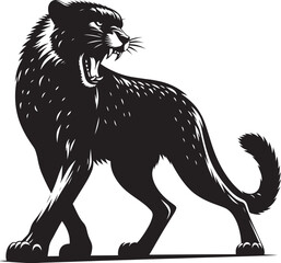 Cheetah Silhouette isolated on white background Minimalist cheetah vector shape icon