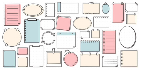 Bullet journal element frames, notes, stickers. Hand drawn vector for notebook, planner or diary. Frames, borders, vignettes, dividers, notes, lists collection
