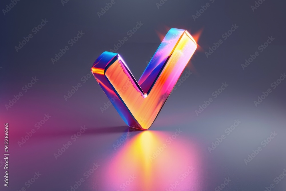 Poster A shiny v shape on a smooth surface, suitable for use in tech or design contexts