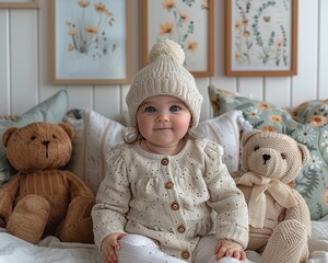 A baby milestone collage with monthly photos and cute baby items.