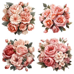Bouquet of pink flowers clipart.