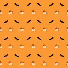 Halloween Seamless Patterns with ghost and bat