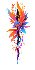 Naklejka premium Tribal Bird of Paradise flower Tattoo mechanical 