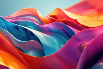 A close-up shot of colorful fabric against a bright blue sky