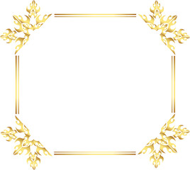 frame with gold ornament frame with ornament frame with golden leaves Golden Rectangle, Corner, Certificate, Border, Pattern, Line, Photo, Wedding, Invitation, Background, Thai, Islamic,