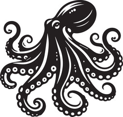 Giant Pacific Octopus vector silhouette illustration logo art