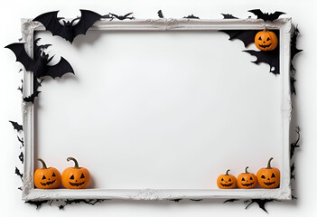Blank halloween frame, white background
