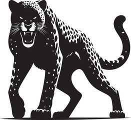 Cheetah Silhouette isolated on white background Minimalist cheetah vector shape icon