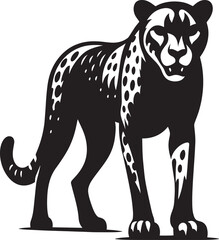 Cheetah Silhouette isolated on white background Minimalist cheetah vector shape icon