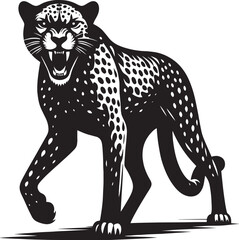 Cheetah Silhouette isolated on white background Minimalist cheetah vector shape icon