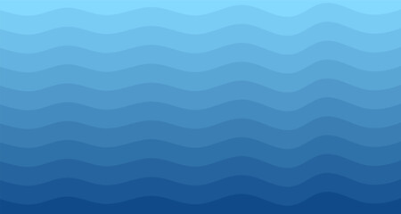 Sea waves. Blue river ocean wave layer vector background illustration
