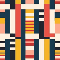 Fototapeta premium Seamless pattern of bold stripes and blocks of color