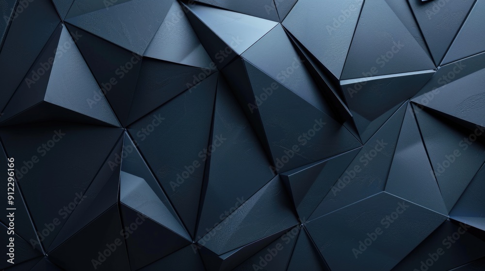 Poster A close-up view of a wall covered with black geometric shapes, great for abstract art and design concepts