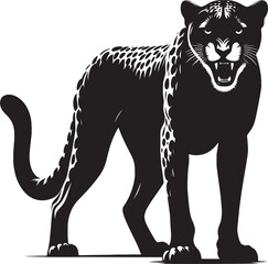 Cheetah Silhouette isolated on white background Minimalist cheetah vector shape icon