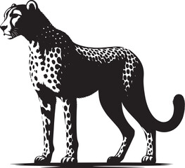 Cheetah Silhouette isolated on white background Minimalist cheetah vector shape icon