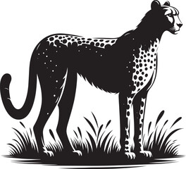 Cheetah Silhouette isolated on white background Minimalist cheetah vector shape icon