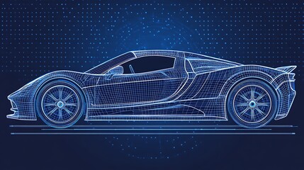 Naklejka premium Futuristic Car Design: Exploring the Wireframe Concept for Cutting-Edge Automotive Innovation