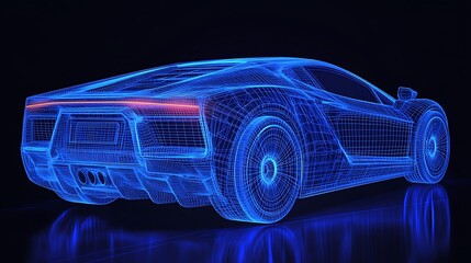 Naklejka premium Futuristic Car Design: Exploring the Wireframe Concept for Cutting-Edge Automotive Innovation