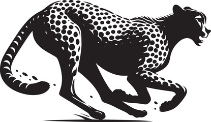 Cheetah Silhouette isolated on white background Minimalist cheetah vector shape icon