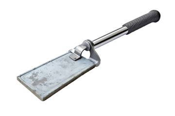 A Silver-Toned Tool With a Textured Grip Ready to Smooth Surfaces on a White or Clear Surface PNG Transparent Background.