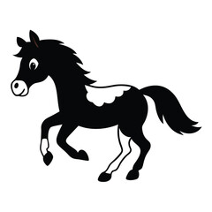 Obraz premium a funny cartoon jumping horse character, vector illustration clipart, isolated white background 