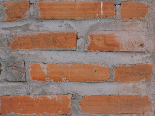 Old orange brick texture vintage wall for background      