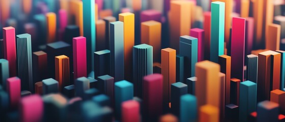 Fototapeta premium Abstract colorful bars create a vibrant 3D landscape, perfect for backgrounds, modern designs, and creative projects.