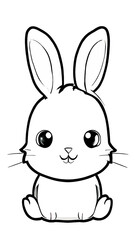 Obraz premium Rabbit - Coloring Page for Kids - Mermaid - Printable - Kindergarten - Teacher - Isolated on White Background - Coloring Book