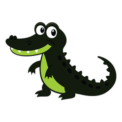 Fototapeta premium funny crocodile vector black color silhouette, isolate white background 
