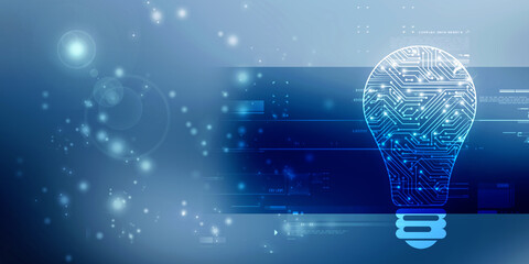 

2d illustration bulb future technology, innovation background, creative idea concept 