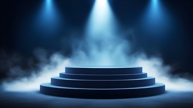 blue podium smoke spotlight stage 
