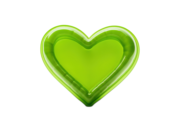 A Vibrant Green Heart Shaped Bowl Isolated On White Background on a White or Clear Surface PNG Transparent Background