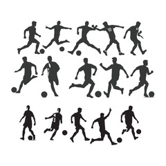 Set of Soccer Players Silhouettes. American Football Players Silhouettes , vector pack, various pose set