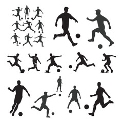 Set of Soccer Players Silhouettes. American Football Players Silhouettes , vector pack, various pose set