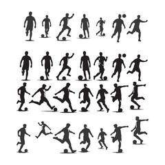 Fototapeta premium Set of Soccer Players Silhouettes. American Football Players Silhouettes , vector pack, various pose set
