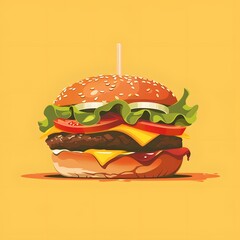 Juicy Cheeseburger with Sesame Seed Bun