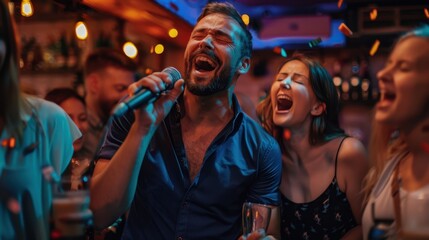The man singing karaoke