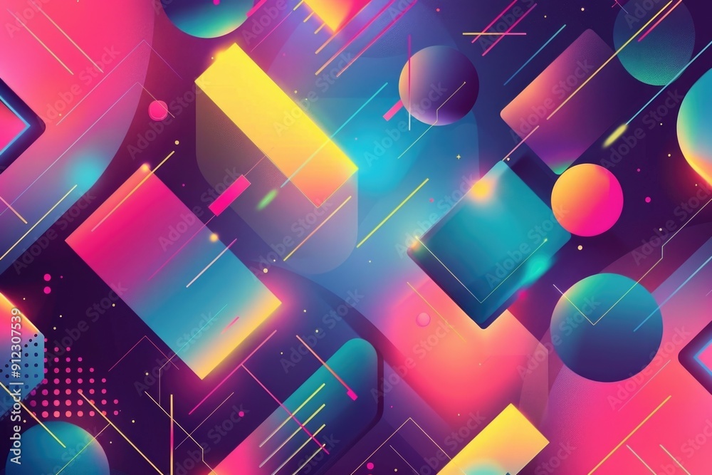 Poster colorful background with geometric shapes and lines